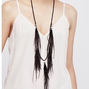 Rush by Denis and Charles New Boho Black Feather Necklace NWT Festival Bohemian